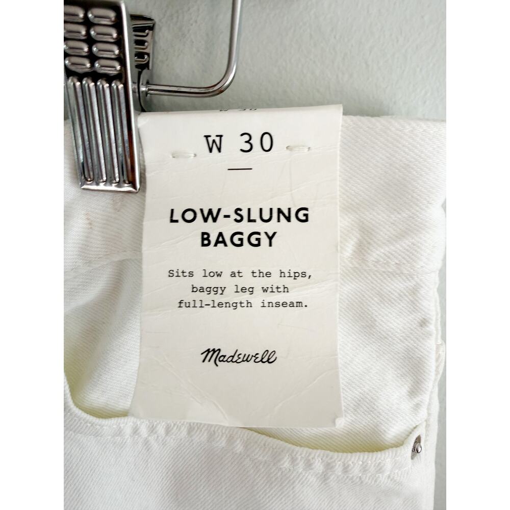 Madewell | NWT Low Slung Baggy Jeans Pure White Relaxed Fit | Sz 30 - Picture 4 of 11